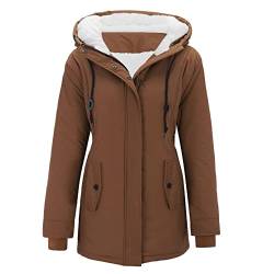 Chnnamzu Wintermantel Damen Warm Gefüttert - Winterjacke Teddy Mantel Damen Winter Jacke Parka Mantel Softshell Dicke Teddyfell Jacke mit Kapuze von Chnnamzu