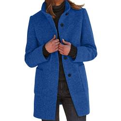 Chnnamzu Wollmantel Damen Wintermantel Herbst Winter Jacke Trenchcoat Damen Vintage Mit Knöpfe Stehkragen Wolle Coat Elegant Wollmantel übergangsjacke Wolljacke Parka Mäntel Winterjacke von Chnnamzu