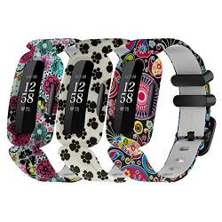 Chofit Armband kompatibel mit Fitbit Ace 3, weiches Silikon-Ersatzarmband mit Blumenmuster, Armband für Kinder für Ace 3 Aktivitätstracker (3B) von Chofit