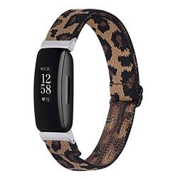 Chofit Armband kompatibel mit Fitbit Inspire 2 Riemen, verstellbares Nylon Canvas gewebtes elastisches Armband Ersatz Sport Armband für Fitbit Inspire 2 Fitness Tracker (Leopard) von Chofit