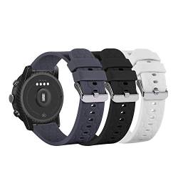 Chofit Ersatz-Uhrenarmbänder, 18 mm, 19 mm, 20 mm, 22 mm, weiches Silikon, Sport-Smartwatch-Armband, für Damen und Herren, 18 mm, Schwarz + Weiß + Grau von Chofit