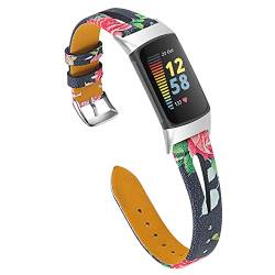 Chofit Ersatzbänder Kompatibel mit Fitbit Charge 6/Charge 5 Armband, Slim Hohl Lederbänder Armbänder Armband für Frauen Mädchen für Charge 5 Activity Tracker (A) von Chofit