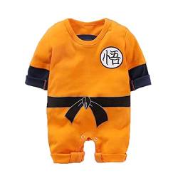 Chollius Dragon Ball Strampler für Jungen 0-24 Monate halbe Ärmel Goku-Bodysuit Aufdruck Gürtel runder Ausschnitt Dragon Ball-Strampler Wintergeschenk(Orange, 18-24 Monate) von Chollius