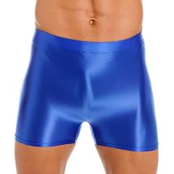 Choomomo Herren Gloosy Shorts Glänzende Leggings Tights Atmungsaktiv Sportshorts Laufshorts Kompressionsshorts Radlerhose Kurz Hose Badehose Blau L von Choomomo