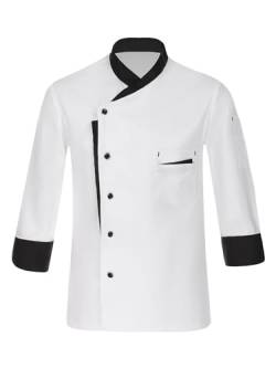 Choomomo Herren Kochjacke Bäckerjacke Kurzarm Kochbekleidung Arbeitsjacke Kochhemd Chef Uniform Berufsbekleidung Mit/Ohne Kochmütze Weiß L von Choomomo