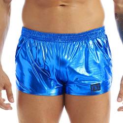 Choomomo Herren Shiny Metallic Boxershorts Locker Short Trunks Boxer Briefs Low Rise Unterhosen Badehose Unterwäsche Clubwear M-XL Blau XL von Choomomo