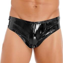 Choomomo Herren Shiny Metallic Boxershorts Locker Short Trunks Boxer Briefs Low Rise Unterhosen Badehose Unterwäsche Clubwear M-XL Schwarz A F 4XL von Choomomo