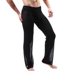 Choomomo Herren Transparent Netz Hose Jogginghose Yoga Sport Fitness Pants Leggings Eortik Unterwäsche Reizwäsche Schwarz Weiß S-XL Schwarz C L von Choomomo