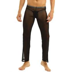 Choomomo Herren Transparent Netz Hose Jogginghose Yoga Sport Fitness Pants Leggings Eortik Unterwäsche Reizwäsche Schwarz Weiß S-XL Schwarz XL von Choomomo