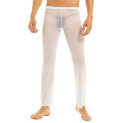 Choomomo Herren Transparent Netz Hose Jogginghose Yoga Sport Fitness Pants Leggings Eortik Unterwäsche Reizwäsche Schwarz Weiß S-XL Weiß L von Choomomo