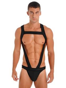 Choomomo Herren Wrestling Singlet Body Jockstrap Trikot Leotard Männer Brust Harness Jumpsuit Körper Geschirr Gym Sport Unterwäsche Nachtwäsche Schwarz L von Choomomo