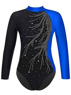 Choomomo Kinder Turnanzug Gymnastikanzug Mädchen Langarm Trikot Leotard Training Gymnastikbody Tanzbekleidung Dancewear A Blau 134-140 von Choomomo