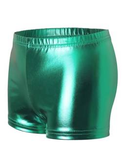 Choomomo Mädchen Shorts Glänzende Ballett Tanz Sport Shorts Kinder Metallic Hot Pants Turnshorts Kurz Sporthose Tanzhose Gymnastikhose Leggings Grün C 158-164 von Choomomo