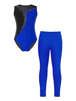 Choomomo Mädchen Turnanzug Gymnastikanzug Langarm Gymnastik Skating Trikot Mit Leggings Wettkampf Tanzkleidung Dancewear Königsblau C 134-140 von Choomomo