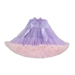 Choomon Damen Petticoat Tüllrock Kurz Elastische Taille Tüll Tutu Ballett Ballkleid Frauen Plissee Party Kostüm Skirt Unterrock Crinoline Underskirt Länge 40 cm, Taille 56-96 cm (Hellrosa/violett) von Choomon