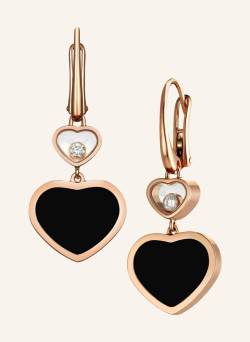 Chopard Ohrring Happy Hearts Ohrringe Aus 18 Karat Roségold, Diamanten Und Onyx rosegold von Chopard