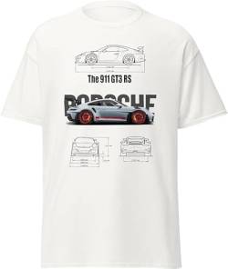 ChriStyle T-Shirt 911 Herren Kinder T-Shirt Modell GT3 Car Rs Racing Auto Turbo S, Weiß, Small von ChriStyle