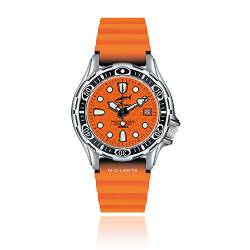 CHRIS BENZ DEEP 500M Automatic Taucheruhr mit orangenem Kautschukband, Korallenorange von Chris Benz