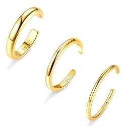 Chriscoco 3 Stück 14K Gold Gefüllte Zehenring für Damen Mädchen Silber/Gold Verstellbar Offene Zehenringe Sommer Strand Fußschmuck von Chriscoco