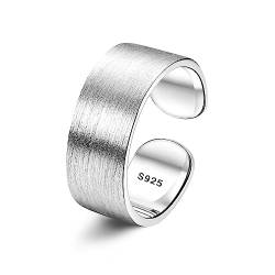 Chriscoco 925 Silber Ringe für Damen Verstellbare Ring Bandring Eheringe Verlobungsring Daumenring Verstellbar Offener Ring für Damen 8MM von Chriscoco