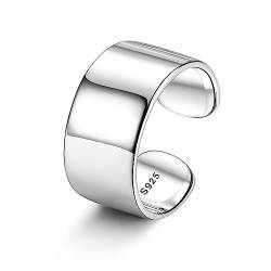 Chriscoco 925 Silber Ringe für Damen Verstellbare Ring Bandring Verlobungsring Eheringe Daumenring Verstellbar Offener Ring für Damen 10MM von Chriscoco