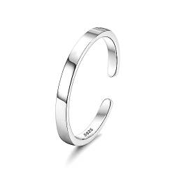 Chriscoco 925 Silber Ringe für Damen Verstellbare Ring Bandring Verlobungsring Eheringe Daumenring Verstellbar Offener Ring für Damen 2MM von Chriscoco