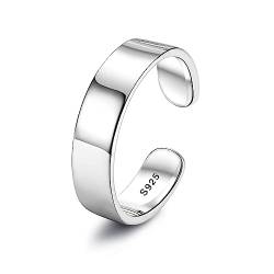 Chriscoco 925 Silber Ringe für Damen Verstellbare Ring Bandring Verlobungsring Eheringe Daumenring Verstellbar Offener Ring für Damen 4MM von Chriscoco