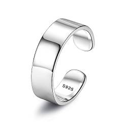 Chriscoco 925 Silber Ringe für Damen Verstellbare Ring Bandring Verlobungsring Eheringe Daumenring Verstellbar Offener Ring für Damen 6MM von Chriscoco