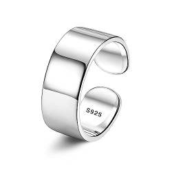 Chriscoco 925 Silber Ringe für Damen Verstellbare Ring Bandring Verlobungsring Eheringe Daumenring Verstellbar Offener Ring für Damen 8MM von Chriscoco