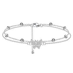 Chriscoco Armband Damen 925 Sterling Silber für Frauen Verstellbar Herz Schmetterling Gliederkette Unendlichkeit Liebe Armband Charms Graduate Geburtstag Schmuck Geschenk von Chriscoco