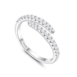 Chriscoco Ringe Frauen Silber 925 Zirkonia Daumenring Minimalistisch Verlobungsring Eheringe Jubiläum Promise Ringe Ring Silber 925 Damen Paar Ring Schmuck - Mit Schmuckschatulle 54 (17.2) von Chriscoco