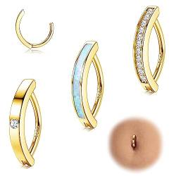 Christcoco 14G 925 Silber Bauchnabelpiercing Ring für Damen CZ Opal Bauchnabelpiercing Clicker Hoop Hinged Belly Button Piercing Schmuck von Chriscoco