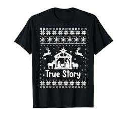 Weihnachtspullover mit Krippenmotiv "True Jesus" T-Shirt von Christian Christmas Tees NYC