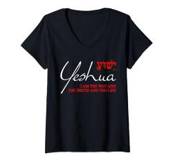 Yeshua Shirt Hebräisch John 14:6 Way Truth Life Christian Gifts T-Shirt mit V-Ausschnitt von Christian Gifts by Alexis Mae