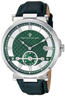 Christian Van Sant Herren Clepsydra Edelstahl Analog Quarz Leder Band Grün 24 Casual Watch (Modell: CV1701) von Christian Van Sant