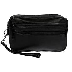 Christian Wippermann XL echt Leder Herren und Damen Doppelkammer Handgelenktasche Tasche schwarz von Christian Wippermann