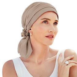 Christine Headwear Mila Turban Damen Beige | Chemo Kopfbedeckung Damen | Kopftuch für Damen Mit Haarausfall | Chemo Mütze Damen Auf 95% Viskose Bambus 5% Elasthan von Christine Headwear