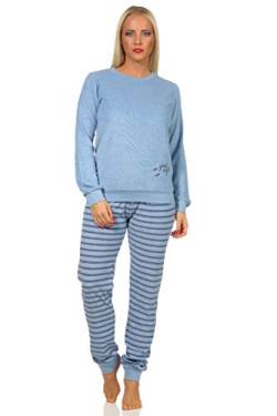 Christine Mädchen Frottee Pyjama Langarm Schlafanzug mit Bündchen, Hose gestreift - 212 401 13 800, Farbe:hellblau, Größe:146-152 von Christine