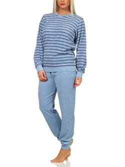 Christine Mädchen Frottee Pyjama Langarm Schlafanzug mit Bündchen in Streifenoptik - 212 401 13 801, Farbe:hellblau, Größe:134-140 von Christine