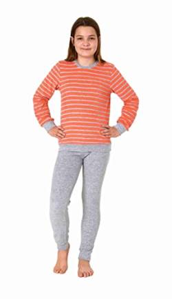 Christine Mädchen Frottee Pyjama Langarm mit Bündchen Schlafanzug mit Herz - Motiv - 65498, Farbe:rot, Größe:158-164 von Christine