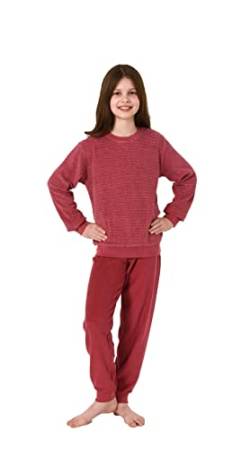 Christine Mädchen Frottee Pyjama Langarm mit Bündchenin toller Streifenoptik, Farbe:rot, Größe:170-176 von Christine