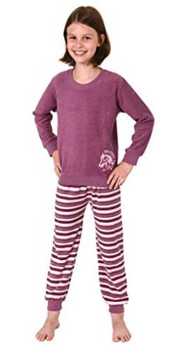 Christine Mädchen Frottee Pyjama Schlafanzug Langarm mit Bündchen und Pferd als Motiv - 291 13 571, Farbe:Beere, Größe:158/164 von Christine