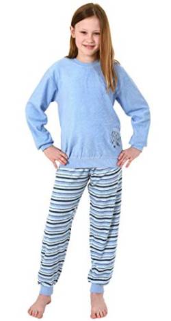 Christine Mädchen Frottee Pyjama Schlafanzug Langarm mit Bündchen und Pferd als Motiv - 291 13 571, Farbe:hellblau, Größe:158/164 von Christine