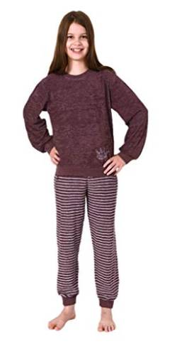 Christine Toller Mädchen Frottee Pyjama Schlafanzug Langarm mit Bündchen & Applikation 29140113572, Farbe:Beere, Größe:152 von Christine