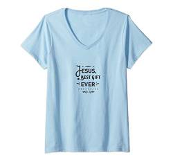 Damen Jesus Christus Gott Christliche Geschenk für Christen Kirche T-Shirt mit V-Ausschnitt von Christliche Geschenke & Bekleidung für Christen