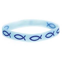 Christliche Geschenkideen Silikon-Armband Fische/Ichthys (Hellblau) von Christliche Geschenkideen