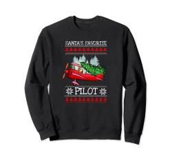 Santa's Favorite Pilot Weihnachten Flugzeug Dekor Ugly Sweater Sweatshirt von Christmas Captain Pilot Tee Shirt Gift Accessories
