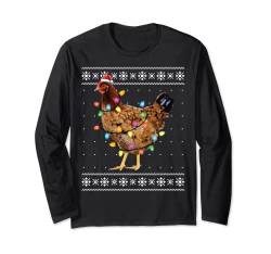 Ugly Christmas Sweater Funny Chicken Christmas Langarmshirt von Christmas Chicken Shirt Santa Funny Chicken Tree