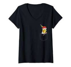 Damen Weihnachtspyjama für Nymphensittiche, für Weihnachten, Vogel T-Shirt mit V-Ausschnitt von Christmas Clothes Xmas Pajamas Men Women Kids Gift