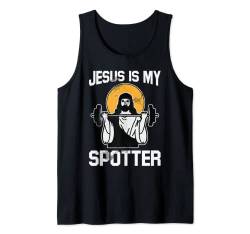 Jesus ist mein Spotter Christmas Lifiting Gym Workout Christian Tank Top von Christmas Cloths Jesus Christian Faith X-Mas Gifts